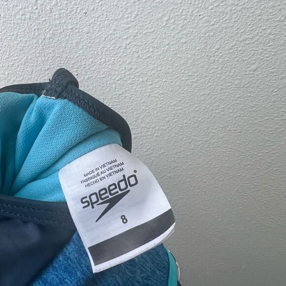 Speedo Big Girls 189765 Diamond Geo Splice One Piece Swimsuit Size 8 - Picture 4 of 4